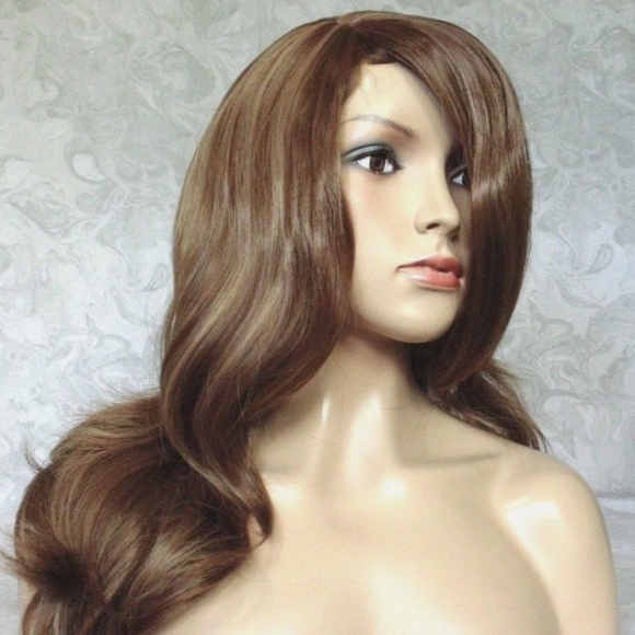 Long Brown Blonde Highlighted Wavy High Heat Wig main image 5